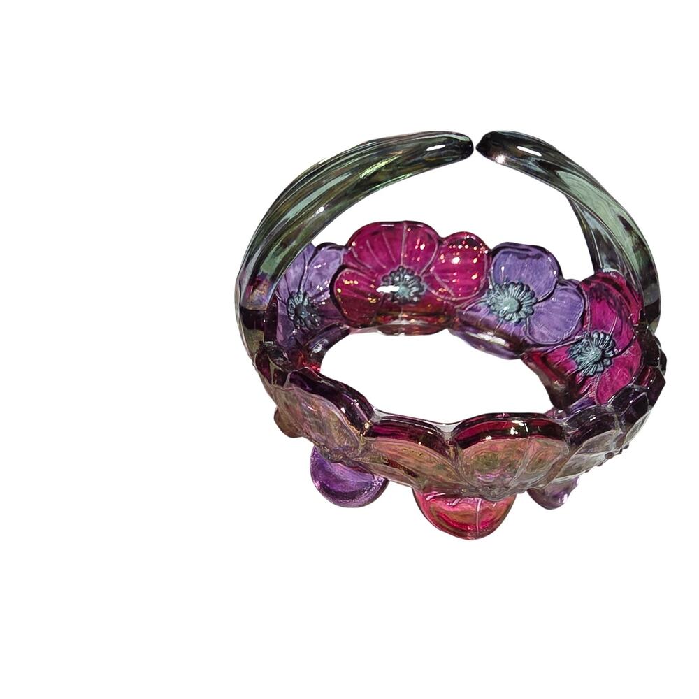 WESTMORELAND IRREDESCENT DOGWOOD SPLIT HANDLE CANDY DISH